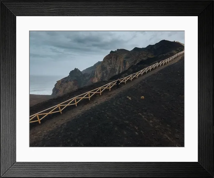 Framed Print : Drone view of Landscape at Capelinhos in Faial, the Azores Framed Print : Drone view of Landscape at Capelinhos in Faial, the Azores