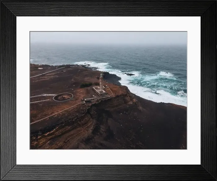 Framed Print : Drone view of Landscape at Capelinhos in Faial, the Azores Framed Print : Drone view of Landscape at Capelinhos in Faial, the Azores