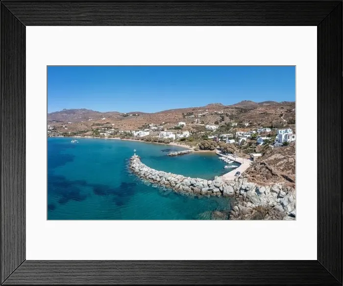 Framed Print : Tinos island, Cyclades Greece. Aerial drone view of Agios Romanos village Framed Print : Tinos island, Cyclades Greece. Aerial drone view of Agios Romanos village