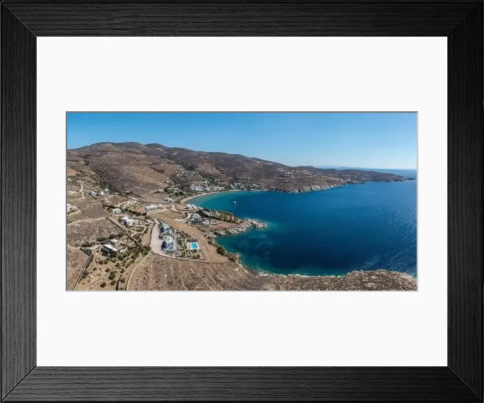 Framed Print : Tinos island, Cyclades Greece. Aerial drone view of Agios Romanos village Framed Print : Tinos island, Cyclades Greece. Aerial drone view of Agios Romanos village