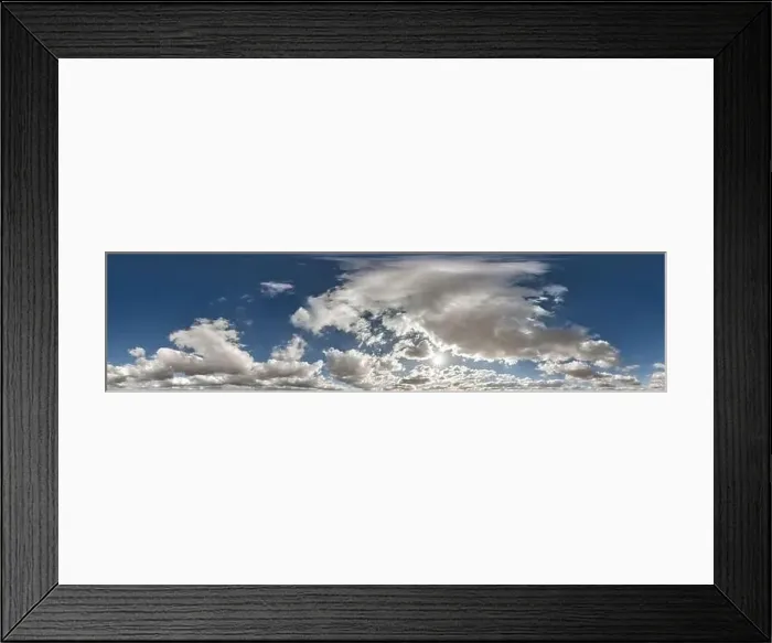 Framed Print : hdri 360 panorama of blue sky with sun Framed Print : hdri 360 panorama of blue sky with sun