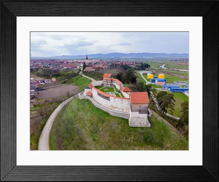 Framed Print : Aerial photography of the Feldioara medieval outpost Framed Print : Aerial photography of the Feldioara medieval outpost