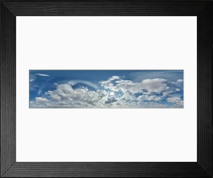 Framed Print : hdri 360 panorama of blue sky with sun Framed Print : hdri 360 panorama of blue sky with sun