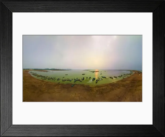 Framed Print : April 16, 2023: panoramic view of Nom wharf in Phu Cuong commune, Dinh Quan district, Dong Nai province at sunset Framed Print : April 16, 2023: panoramic view of Nom wharf in Phu Cuong commune, Dinh Quan district, Dong Nai province at sunset