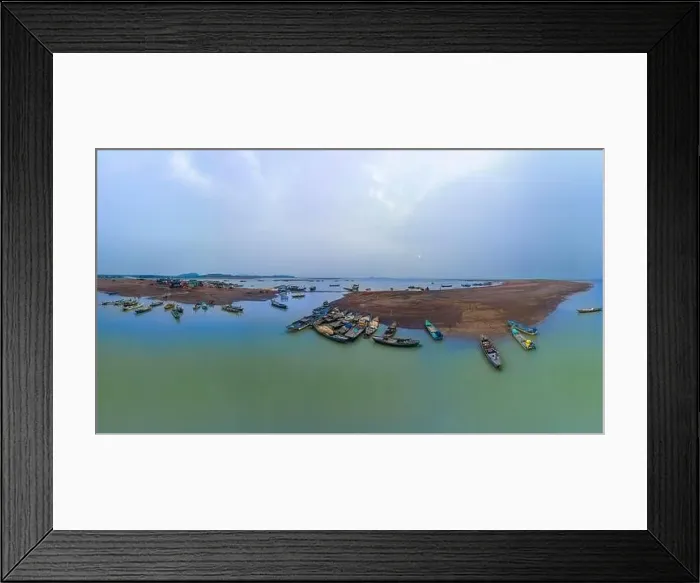 Framed Print : April 16, 2023: panoramic view of Nom wharf in Phu Cuong commune, Dinh Quan district, Dong Nai province at sunset Framed Print : April 16, 2023: panoramic view of Nom wharf in Phu Cuong commune, Dinh Quan district, Dong Nai province at sunset