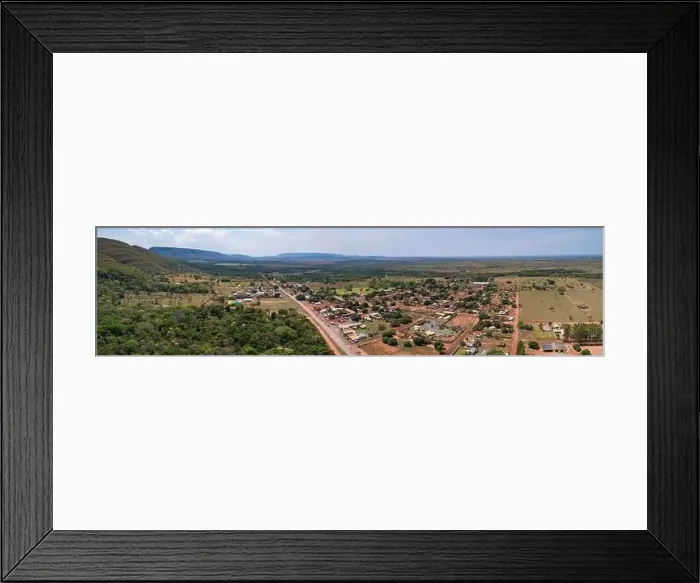 Framed Print : Panoramic aerial view of the small rural town Bom Jardim and surrounding