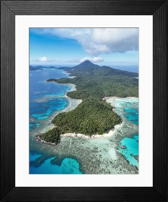 Framed Print : Indonesia Anambas Islands - Drone view Telaga Island vertical Framed Print : Indonesia Anambas Islands - Drone view Telaga Island vertical