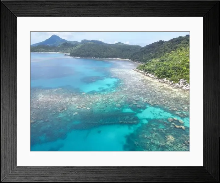 Framed Print : Indonesia Anambas Islands - Drone view Telaga Island coast line with shipwreck Framed Print : Indonesia Anambas Islands - Drone view Telaga Island coast line with shipwreck