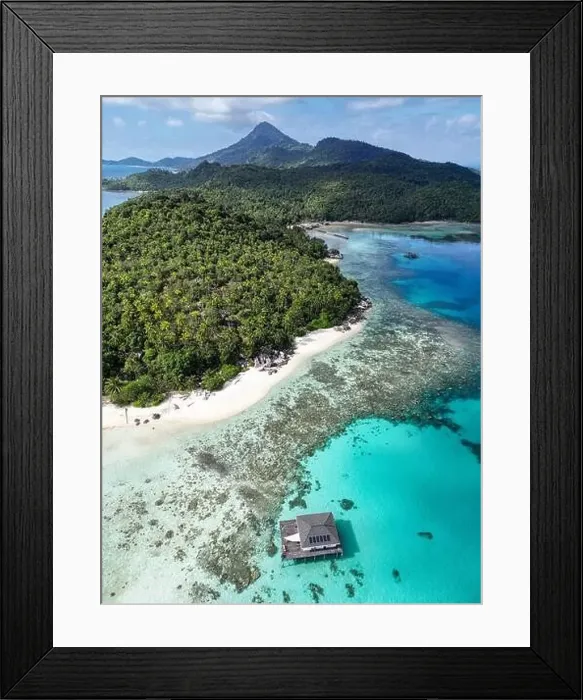 Framed Print : Indonesia Anambas Islands - Drone view Telaga Island coast line with kelong house Framed Print : Indonesia Anambas Islands - Drone view Telaga Island coast line with kelong house