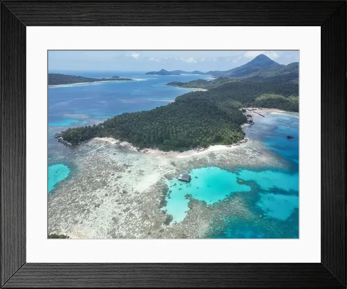 Framed Print : Indonesia Anambas Islands - Drone view Telaga Island coast line Framed Print : Indonesia Anambas Islands - Drone view Telaga Island coast line