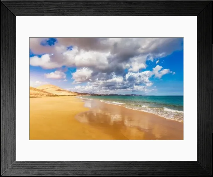 Framed Print : View on the beach Sotavento with golden sand Framed Print : View on the beach Sotavento with golden sand