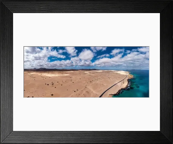 Framed Print : Panoramic high angle aerial drone view of Corralejo National Park (Parque Natural de Corralejo) Framed Print : Panoramic high angle aerial drone view of Corralejo National Park (Parque Natural de Corralejo)