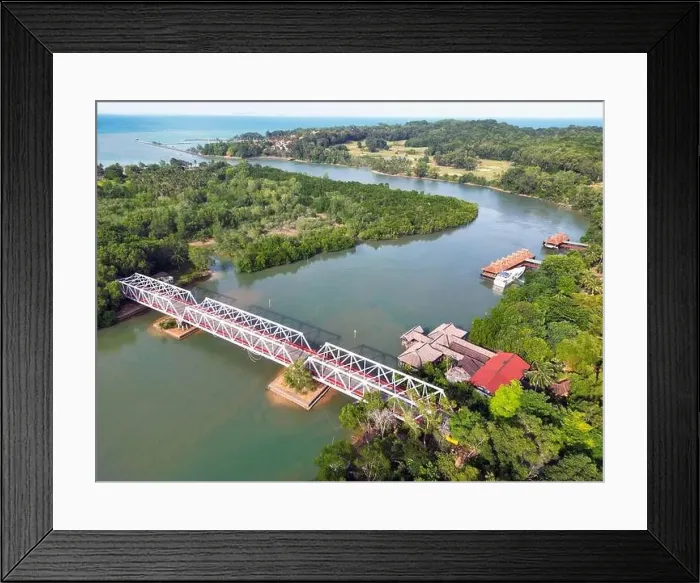 Framed Print : Batam Indonesia - Drone view Nongsa Pura Bridge and Nongsapura Ferry Terminal Framed Print : Batam Indonesia - Drone view Nongsa Pura Bridge and Nongsapura Ferry Terminal
