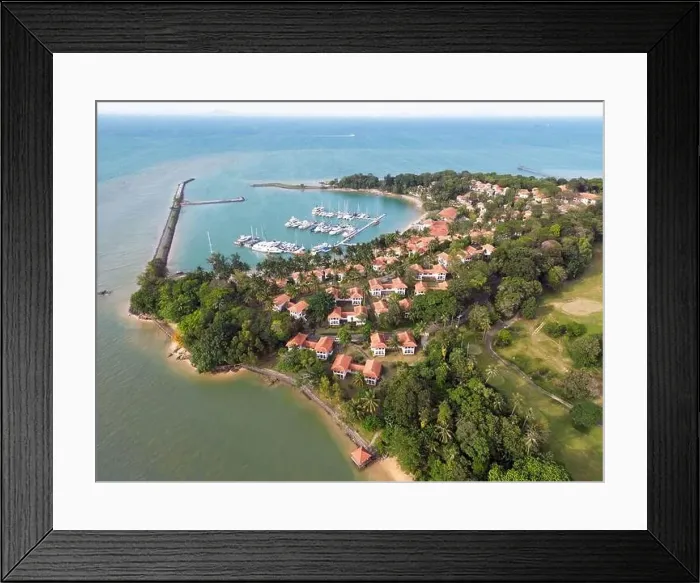 Framed Print : Batam Indonesia - Drone view Nongsa Point Marina and Resort