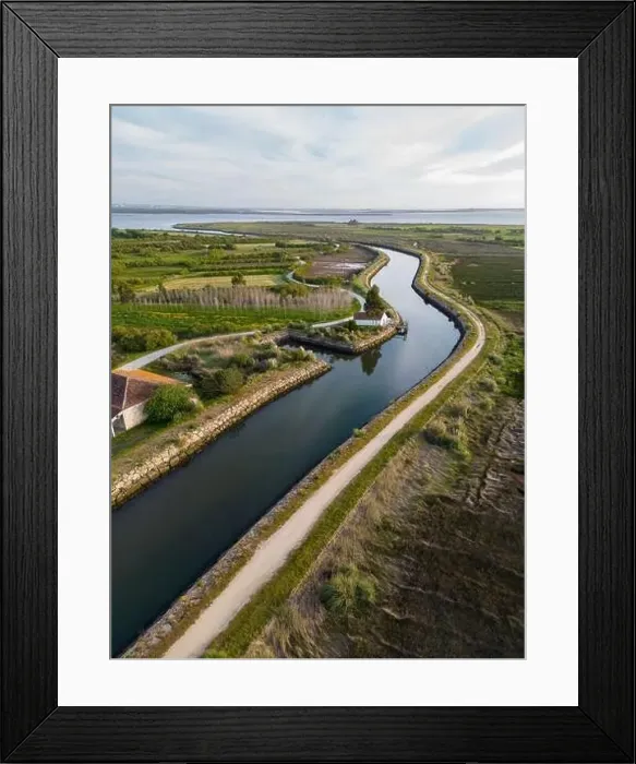 Framed Print : Aerial View of Cais da Ribeira de Pardelhas near the Aveiro Lagoon at Murtosa, Aveiro, Portugal Framed Print : Aerial View of Cais da Ribeira de Pardelhas near the Aveiro Lagoon at Murtosa, Aveiro, Portugal