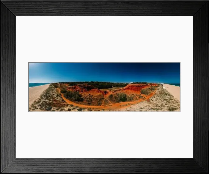 Framed Print : Aerial panoramic drone beach view of Vilamoura and Praia de Falesia, Algarve, Portugal Framed Print : Aerial panoramic drone beach view of Vilamoura and Praia de Falesia, Algarve, Portugal