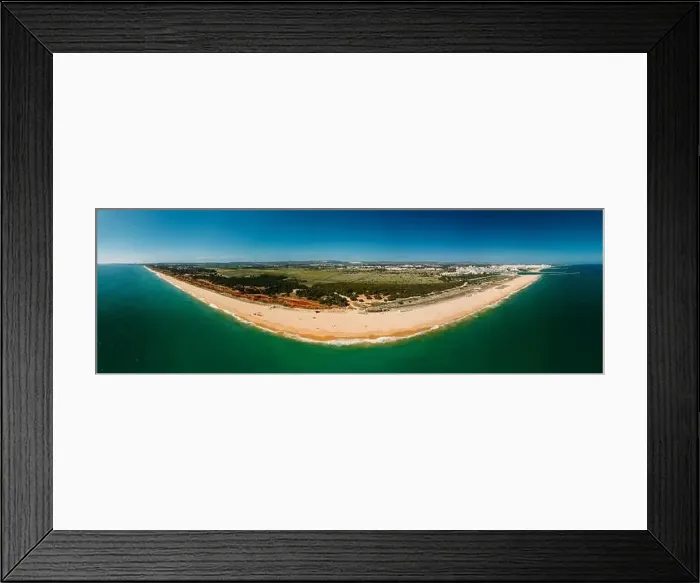 Framed Print : Aerial panoramic drone beach view of Vilamoura and Praia de Falesia, Algarve, Portugal