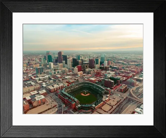 Framed Print : Aerial drone view of downtown Denver, Colorado Framed Print : Aerial drone view of downtown Denver, Colorado