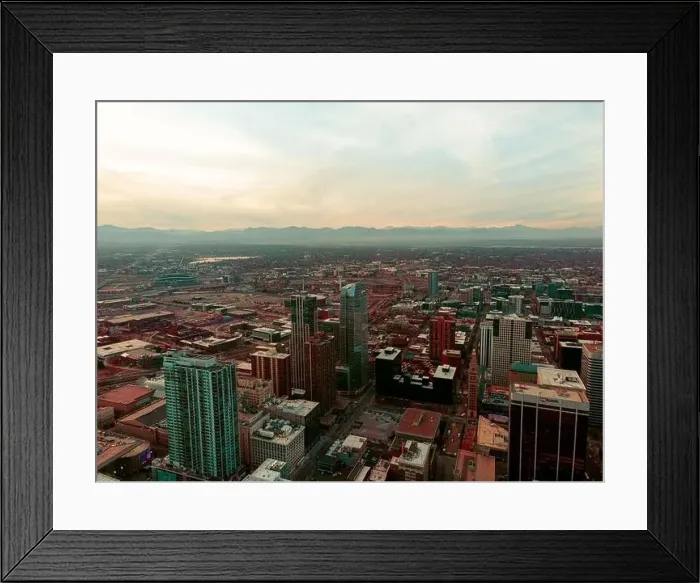 Framed Print : Aerial drone view of Denver, Colorado during sunset Framed Print : Aerial drone view of Denver, Colorado during sunset