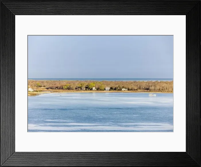 Framed Print : aerial view of homes on Pipes neck road in Greenport, NY Framed Print : aerial view of homes on Pipes neck road in Greenport, NY