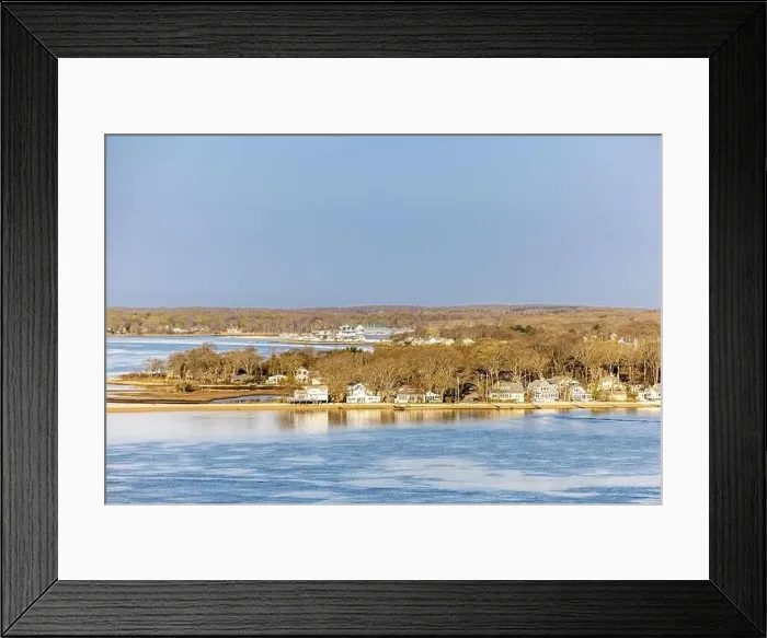 Framed Print : Aerial view of waterfront homes on island view drive and bay shore road in Greenport, ny Framed Print : Aerial view of waterfront homes on island view drive and bay shore road in Greenport, ny