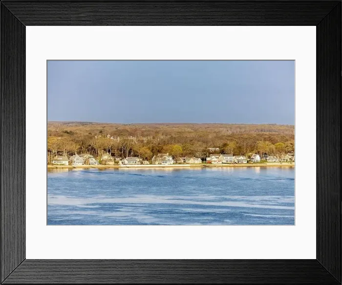Framed Print : landscape of waterfront homes in Greenport, NY Framed Print : landscape of waterfront homes in Greenport, NY