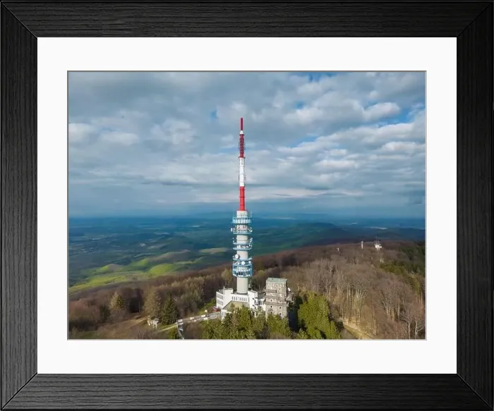 Framed Print : Aerial photo from Kekesteto, TV tower in Matra, Hungary Framed Print : Aerial photo from Kekesteto, TV tower in Matra, Hungary