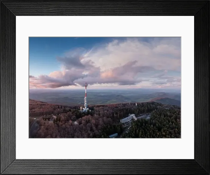 Framed Print : Aerial photo from Kekesteto, TV tower in Matra, Hungary Framed Print : Aerial photo from Kekesteto, TV tower in Matra, Hungary