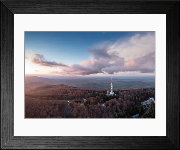 Framed Print : Aerial photo from Kekesteto, TV tower in Matra, Hungary Framed Print : Aerial photo from Kekesteto, TV tower in Matra, Hungary