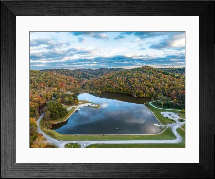 Framed Print : Ridenour Lake & Park - Built in 1970 with a maximum depth of 17 feet and an average depth of 8 feet Framed Print : Ridenour Lake & Park - Built in 1970 with a maximum depth of 17 feet and an average depth of 8 feet