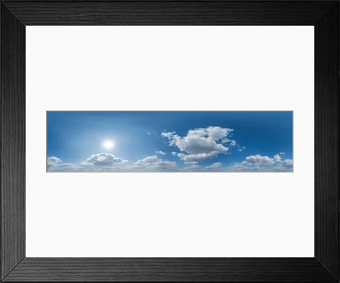 Framed Print : blue skybox with cumulus cloud as seamless hdri 360 panorama with zenith in spherical equirectangular projection may Framed Print : blue skybox with cumulus cloud as seamless hdri 360 panorama with zenith in spherical equirectangular projection may