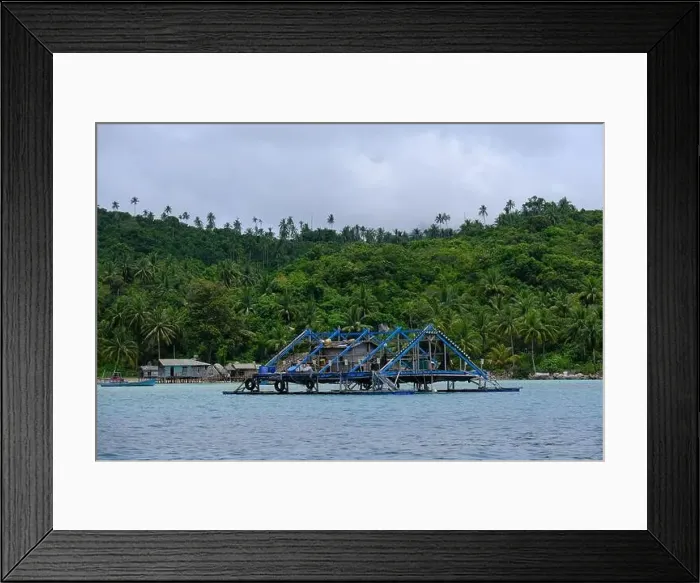 Framed Print : Indonesia Anambas Islands - Telaga Island Bagan perahu - boat to lift nets Framed Print : Indonesia Anambas Islands - Telaga Island Bagan perahu - boat to lift nets