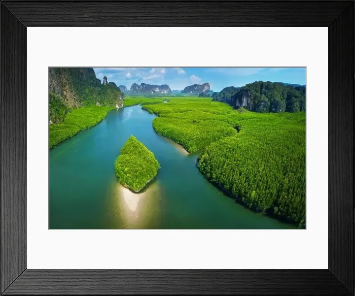 Framed Print : Aerial view of mangrove in Ao thalane-Thailand Framed Print : Aerial view of mangrove in Ao thalane-Thailand