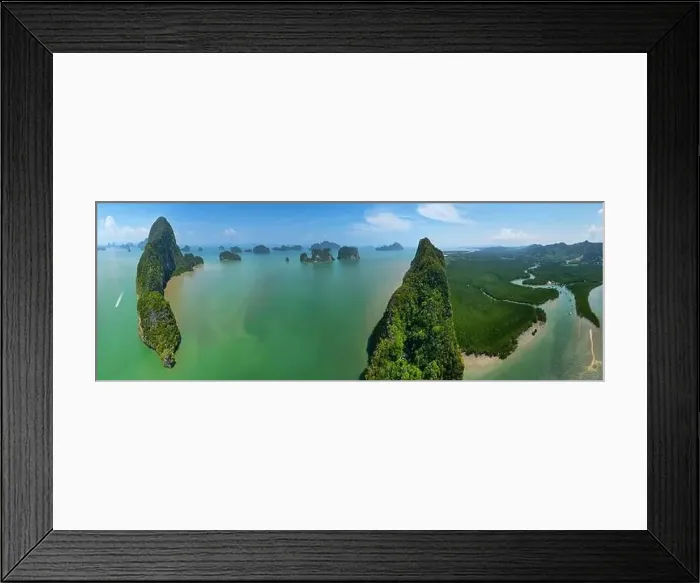 Framed Print : Aerial view of limestone island in Phang nga bay - Thailand Framed Print : Aerial view of limestone island in Phang nga bay - Thailand