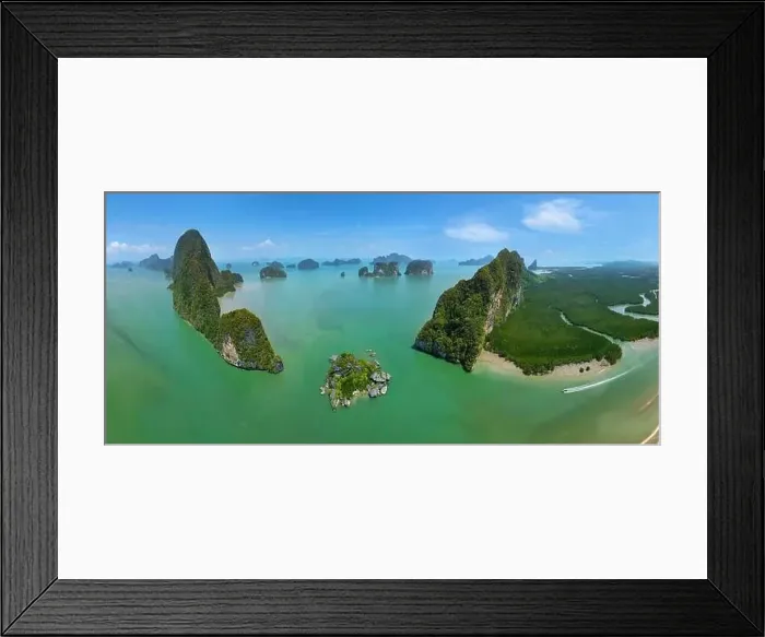 Framed Print : Aerial view of limestone island in Phang nga bay - Thailand Framed Print : Aerial view of limestone island in Phang nga bay - Thailand