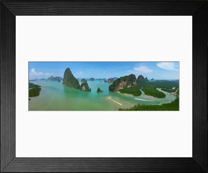 Framed Print : Aerial view of limestone island in Phang nga bay - Thailand Framed Print : Aerial view of limestone island in Phang nga bay - Thailand