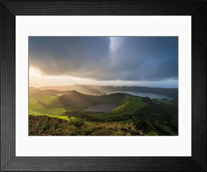 Framed Print : Aerial view of the volcanic mountains and lakes Framed Print : Aerial view of the volcanic mountains and lakes