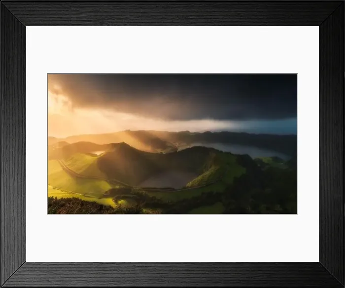 Framed Print : Aerial view of the volcanic mountains and lakes Framed Print : Aerial view of the volcanic mountains and lakes