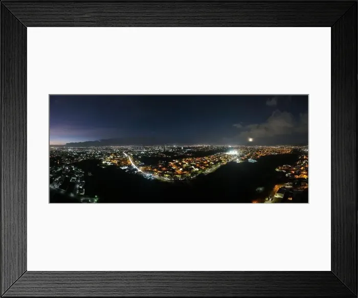 Framed Print : Experience the enchanting sight of the full moon rising over the iconic La Sabana Park and Costa Rica National Stadium