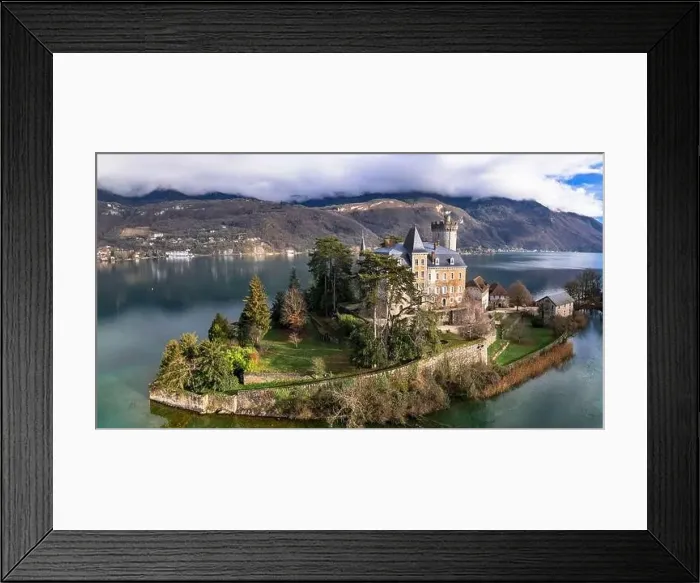 Framed Print : Amazing scenic lakes of European Alps - beautiful Annecy with fairytale castle Duingt on the island Framed Print : Amazing scenic lakes of European Alps - beautiful Annecy with fairytale castle Duingt on the island