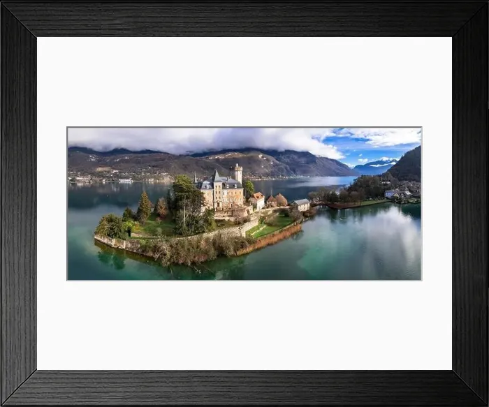 Framed Print : Amazing scenic lakes of European Alps - beautiful Annecy with fairytale castle Duingt on the island Framed Print : Amazing scenic lakes of European Alps - beautiful Annecy with fairytale castle Duingt on the island