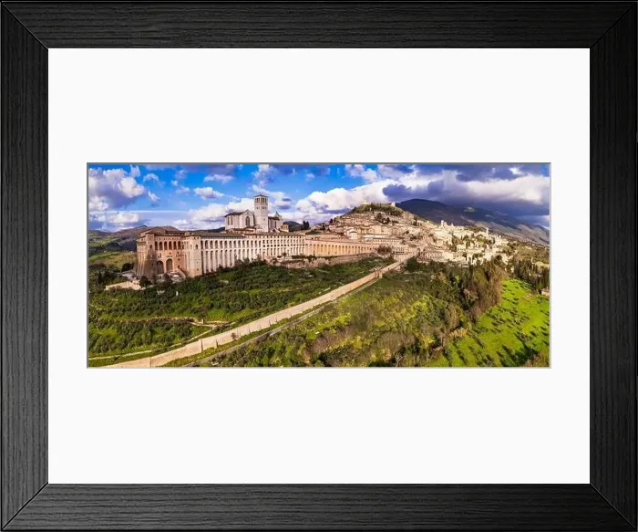 Framed Print : Impressive medieval Assisi town in Umbria over sunset Framed Print : Impressive medieval Assisi town in Umbria over sunset