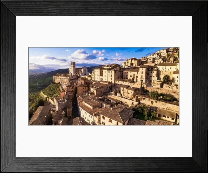 Framed Print : Impressive medieval Assisi town in Umbria over sunset Framed Print : Impressive medieval Assisi town in Umbria over sunset