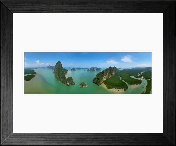 Framed Print : Aerial view of limestone island in Phang nga bay - Thailand Framed Print : Aerial view of limestone island in Phang nga bay - Thailand