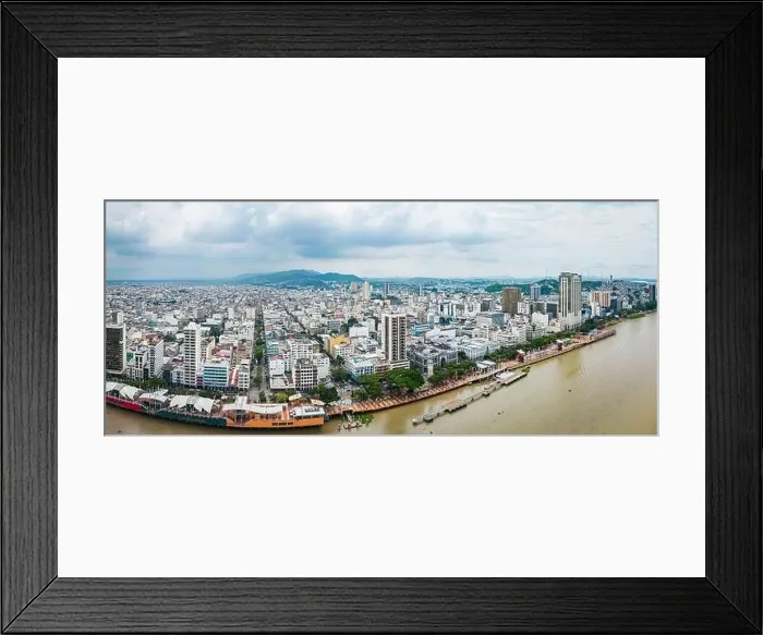 Framed Print : Aerial panoramic view of Malecon Simon Bolivar in Guayaquil