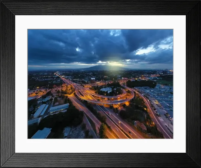 Framed Print : Aerial view, Beautiful high way street in Chiang Mai, Thailand Framed Print : Aerial view, Beautiful high way street in Chiang Mai, Thailand