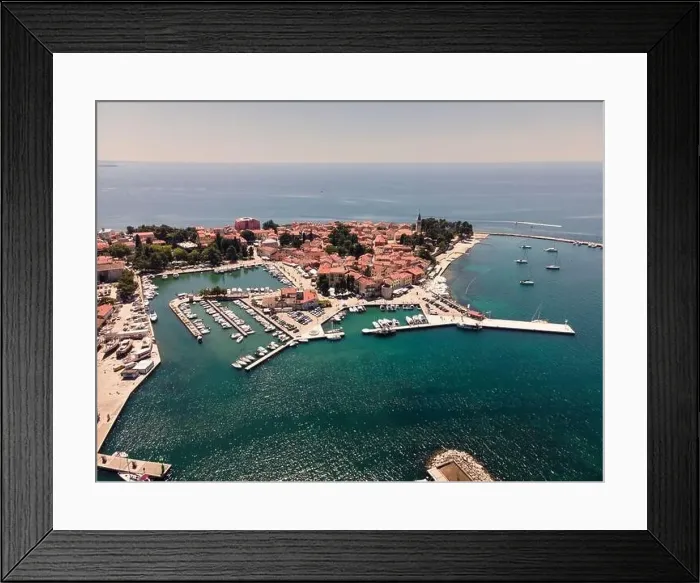 Framed Print : Novigrad historic coastal town aerial view. Archipelago of Istria, Croatia