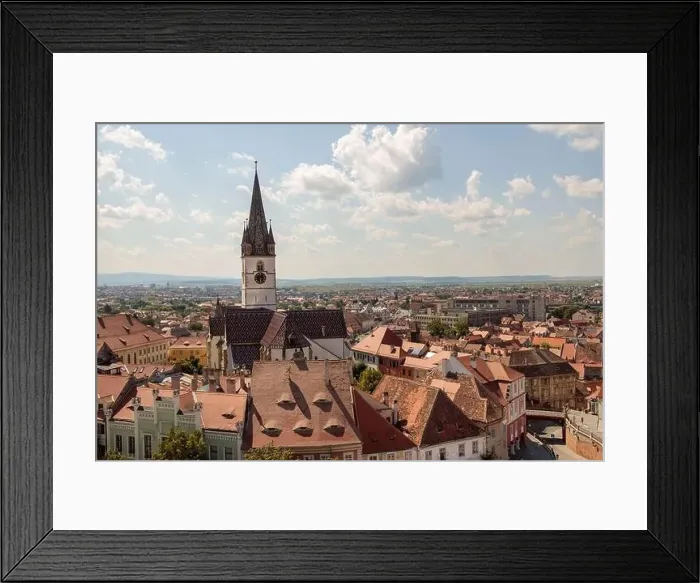 Framed Print : Aerial drone view of the Historic Center of Sibiu Framed Print : Aerial drone view of the Historic Center of Sibiu
