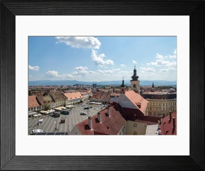 Framed Print : Aerial drone view of the Historic Center of Sibiu Framed Print : Aerial drone view of the Historic Center of Sibiu