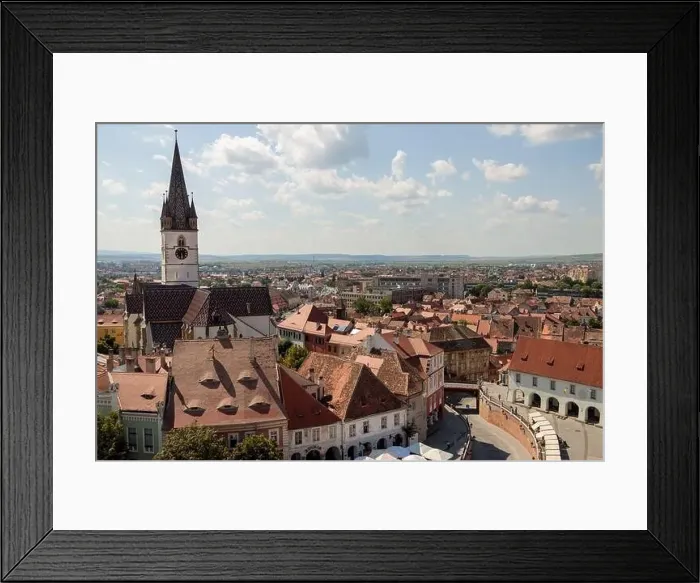 Framed Print : Aerial drone view of the Historic Center of Sibiu Framed Print : Aerial drone view of the Historic Center of Sibiu